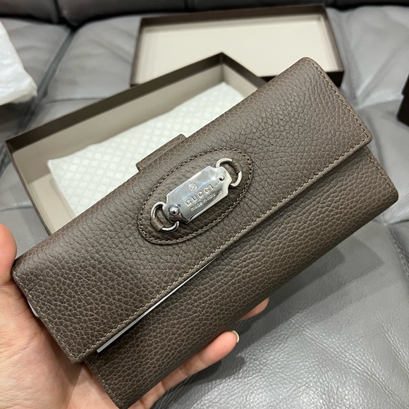 Brand New With Box Gucci Leather Continental Wallet Gray - Picture 4 of 10